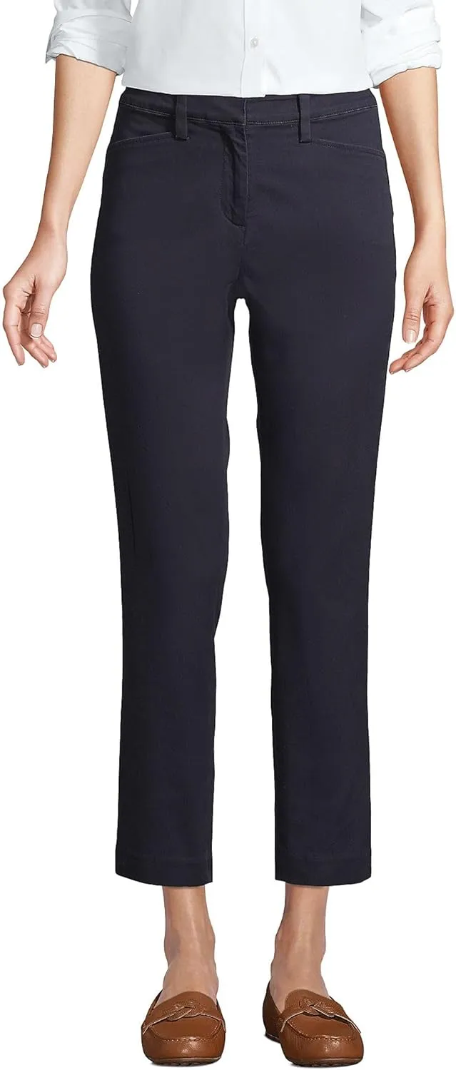 Lands' End Women's Regular Mid Rise Chino Crop Pants