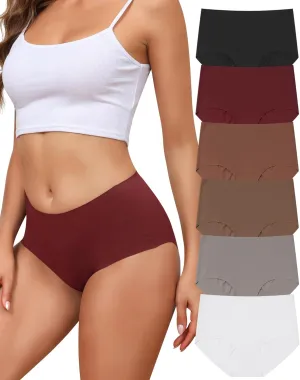 LEVAO Women's High Waisted Seamless Underwear No Show Full Coverage Briefs Stretchy Invisible Panties Cheeky Pack of 6