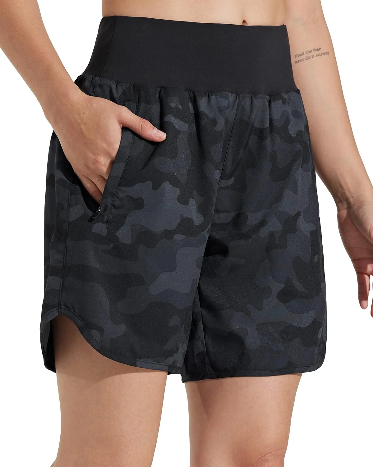 Libin Women's 7" Athletic Running Long Shorts with Liner High Waist Quick Dry Gym Workout Sports Shorts with Zipper Pocketss