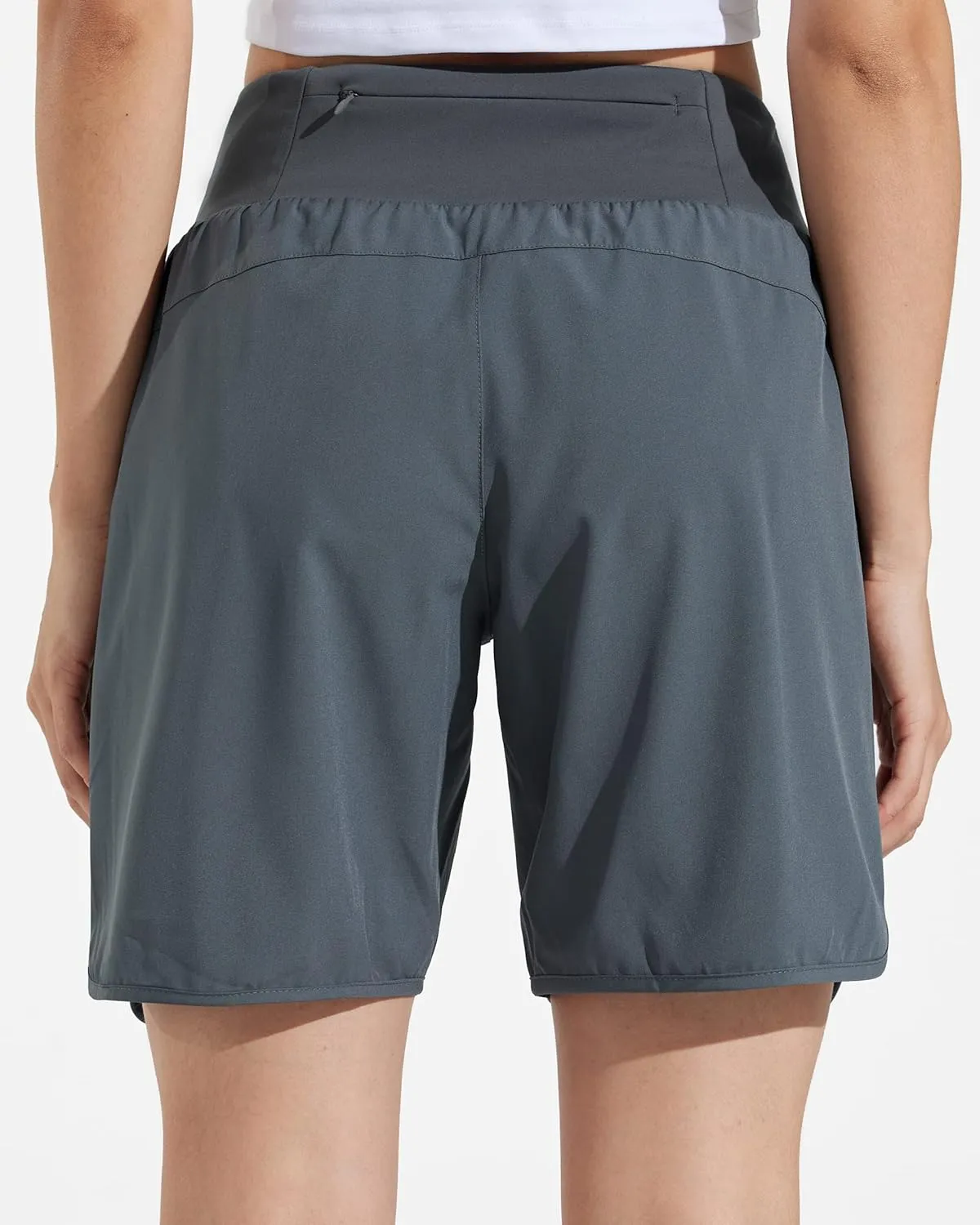 Libin Women's 7" Athletic Running Long Shorts with Liner High Waist Quick Dry Gym Workout Sports Shorts with Zipper Pocketss