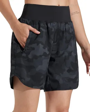 Libin Women's 7" Athletic Running Long Shorts with Liner High Waist Quick Dry Gym Workout Sports Shorts with Zipper Pocketss