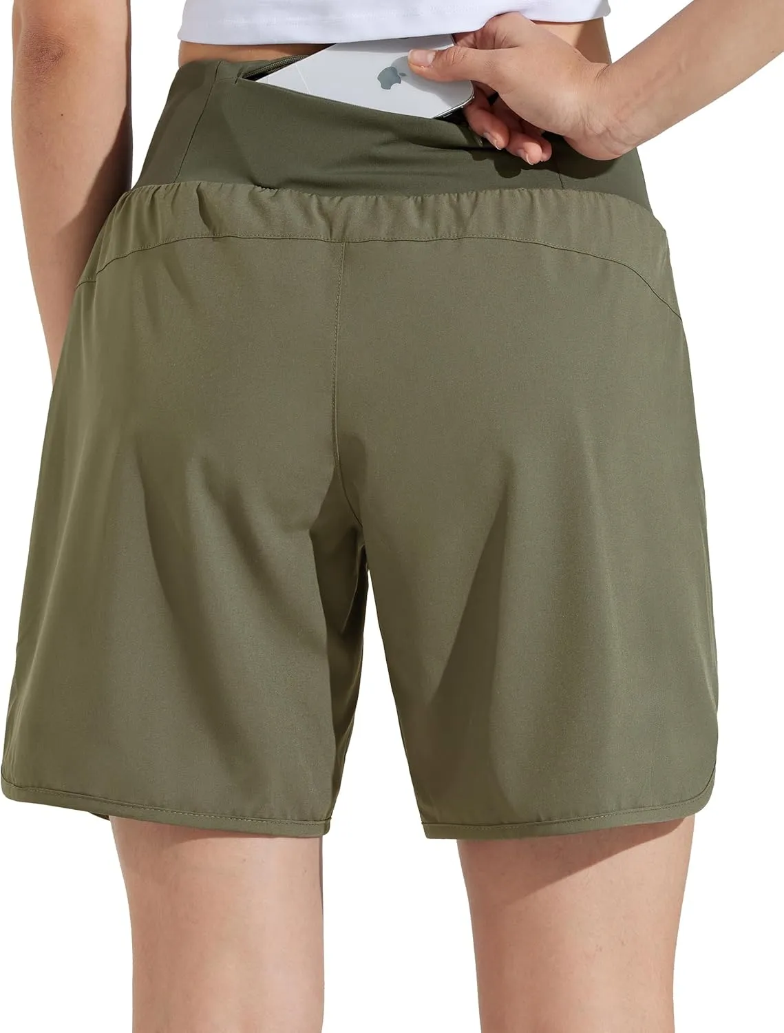Libin Women's 7" Athletic Running Long Shorts with Liner High Waist Quick Dry Gym Workout Sports Shorts with Zipper Pocketss
