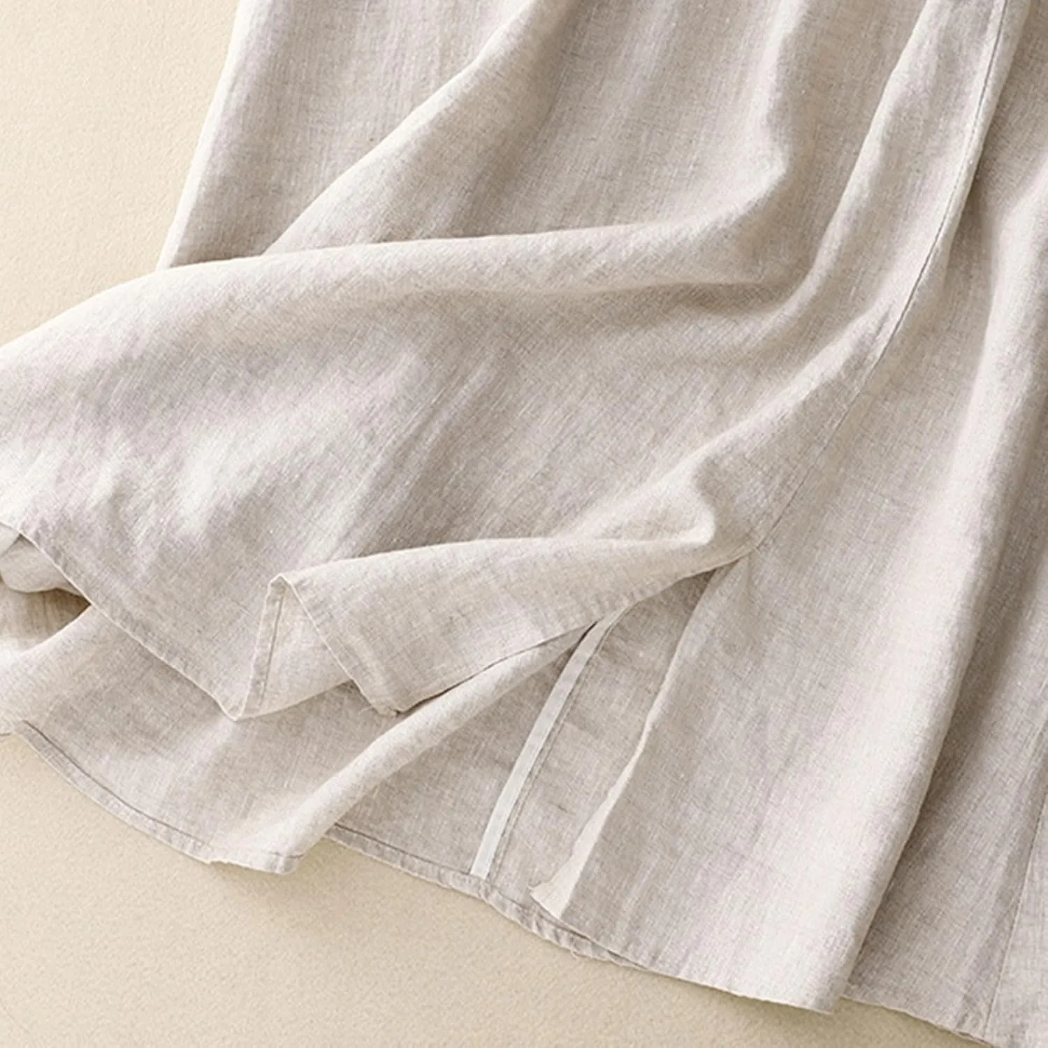 Linen A Line Skirt for Women Casual Elastic Waist Cotton Maxi Skirts Embroidered Boho Summer Skirt