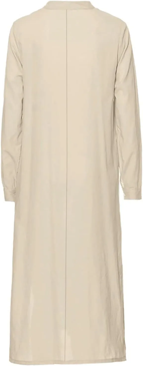 Linen Dresses for Women Button Down Long Sleeve Maxi Loose Dress Casual Flowy Summer Fashion Shirt Dresses 2024