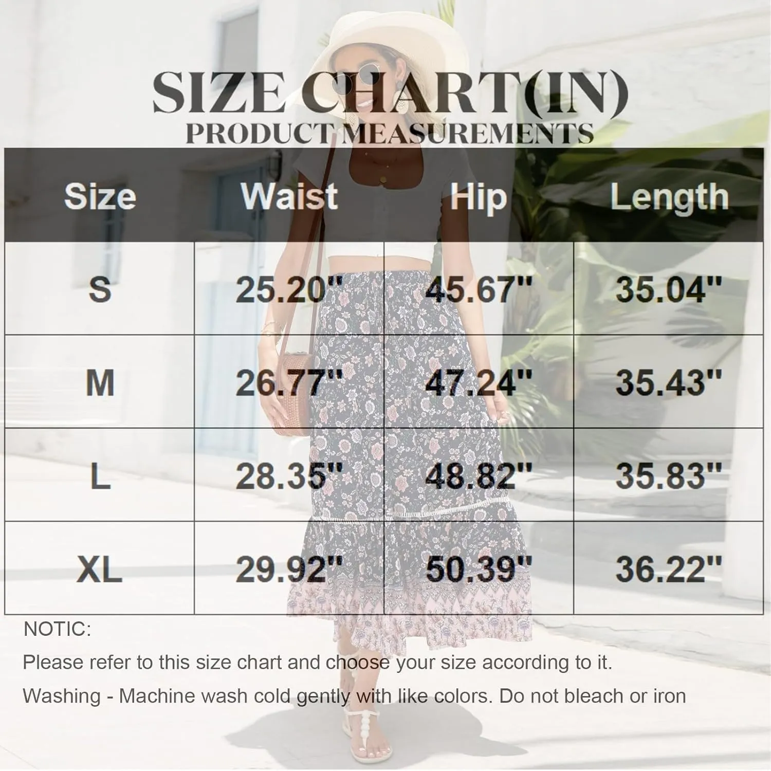 Long Skirt,Elastic Waist Flowy Maxi Skirts for Women 2025 Trendy Plus Size Boho Skirt Spring Summer Beach Vacation