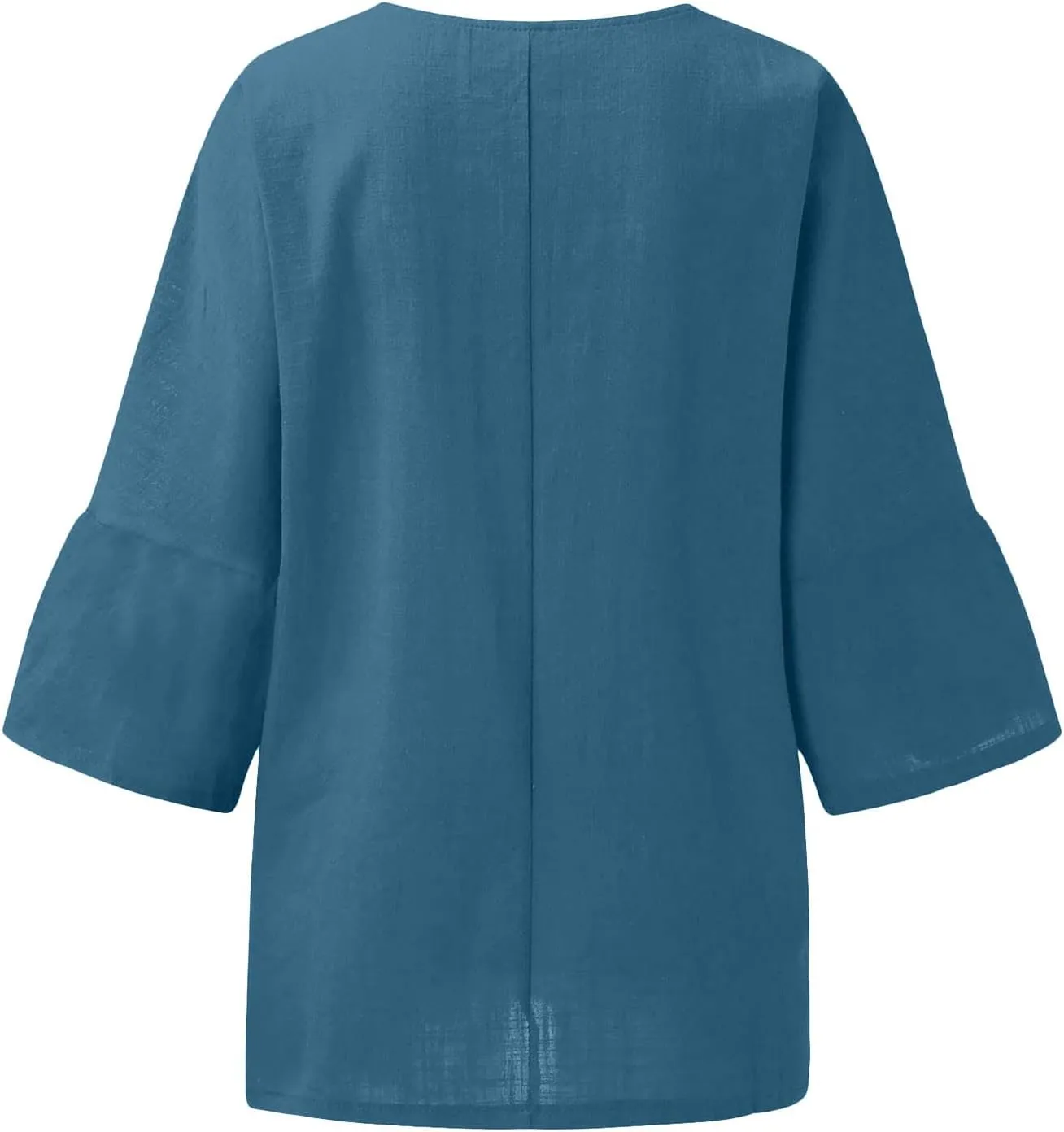 Loose Fit Long T Shirts for Women Summer Fall 3/4 Length Sleeve Crewneck Linen Plain Tops Shirts Women 2025 Trendy
