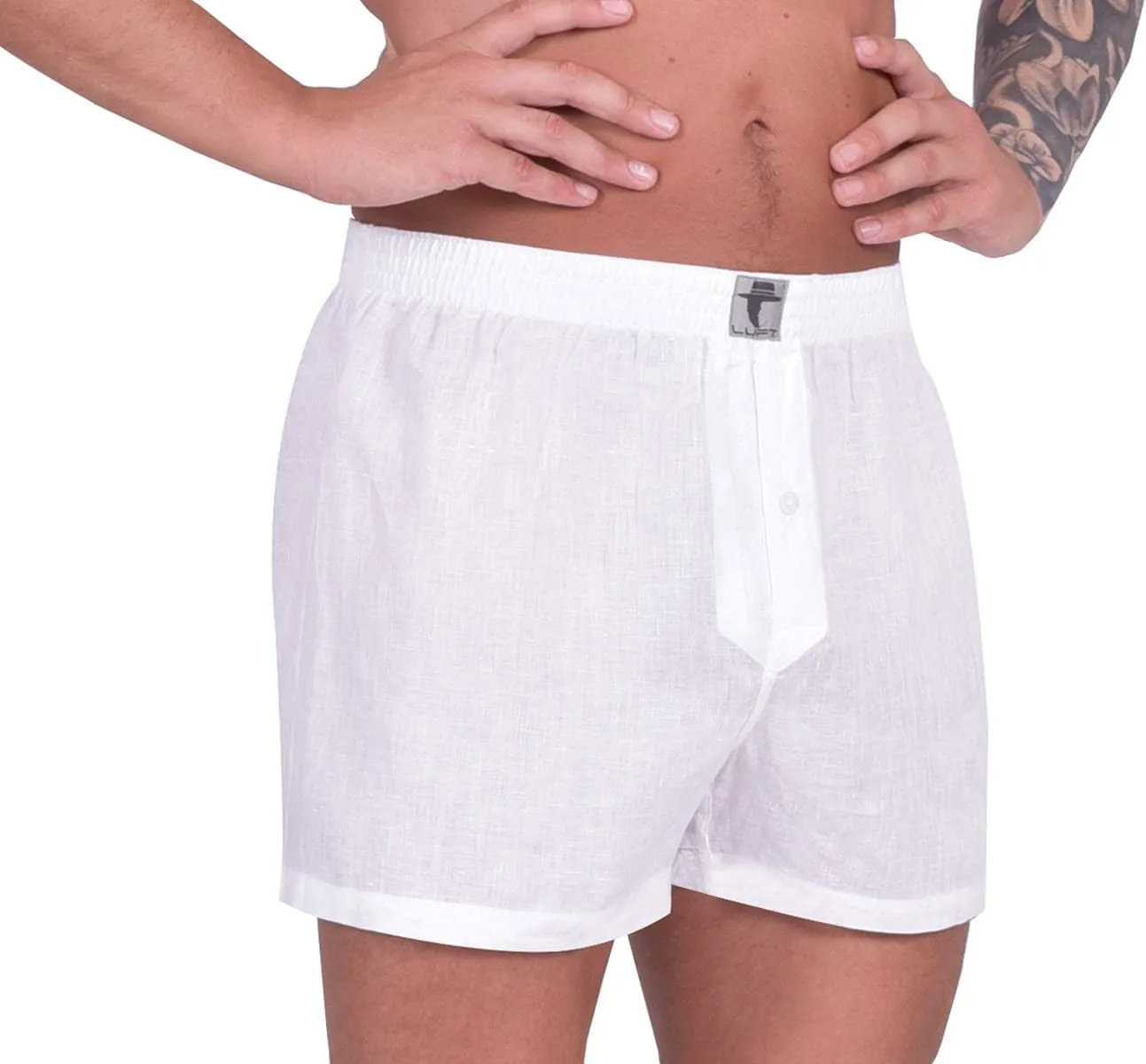 LUFT Mens Fine Linen Soft Stretch Elastic Waistband Underwear Boxer Shorts
