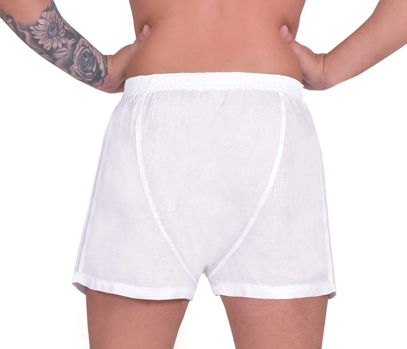 LUFT Mens Fine Linen Soft Stretch Elastic Waistband Underwear Boxer Shorts