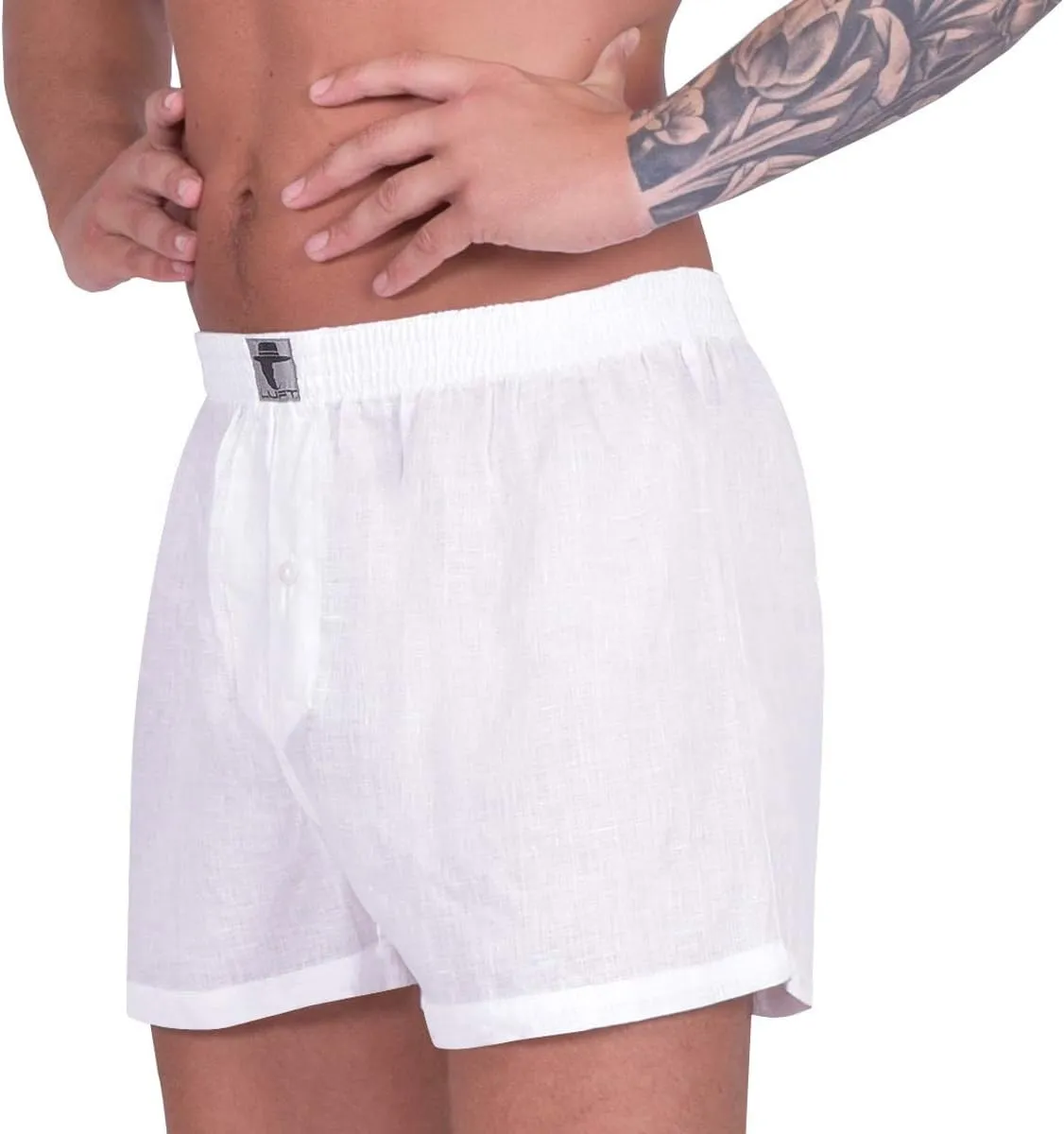 LUFT Mens Fine Linen Soft Stretch Elastic Waistband Underwear Boxer Shorts