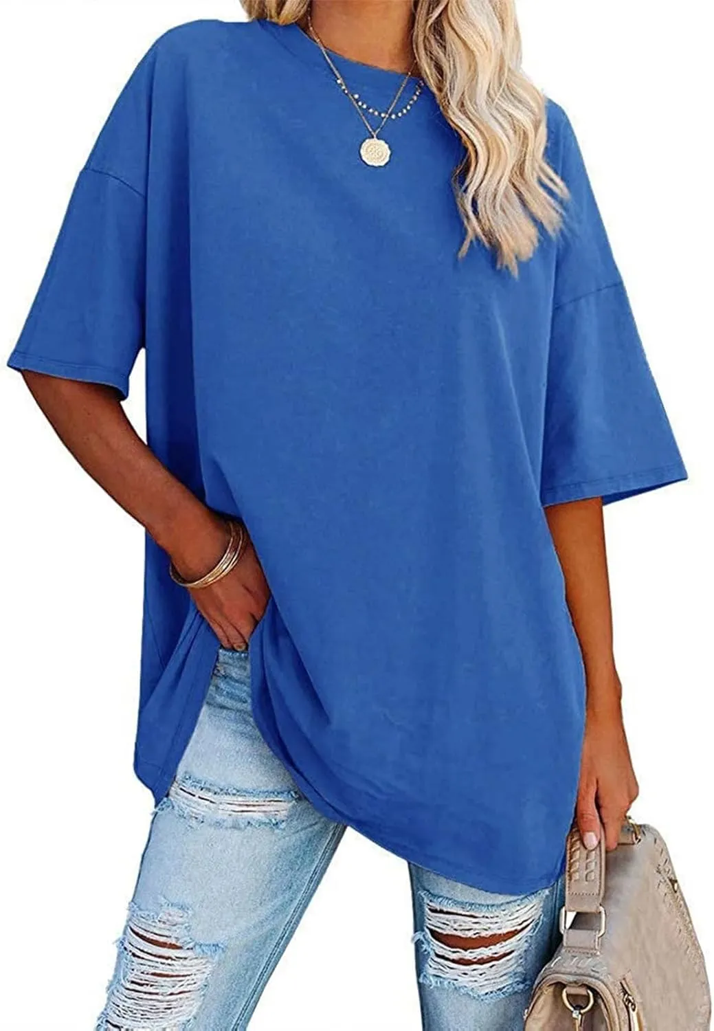 luwita Oversized T Shirts for Women Loose Fit Crewneck Short Sleeve Tops Summer Casual Blouse Y2K 2025 Basic Tees