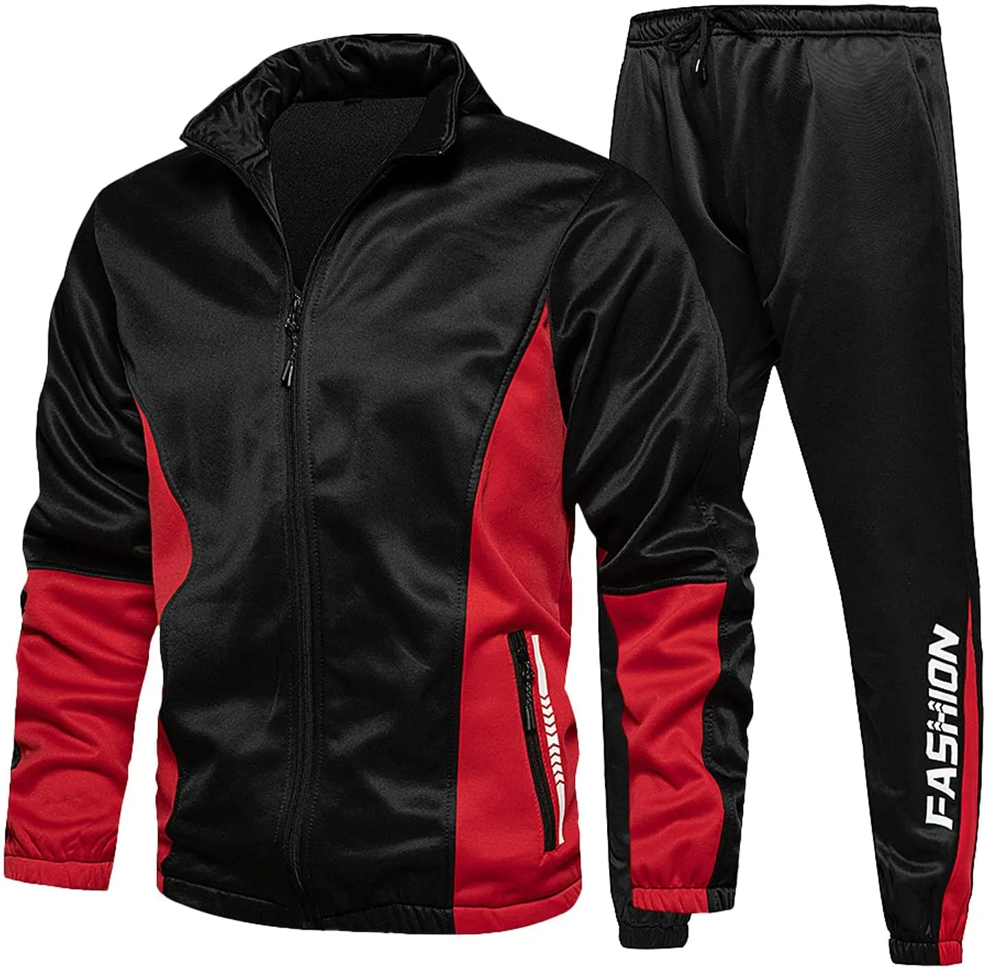 Maryia Men's Athletic Tracksuits Two Piece Workout Running Sports Joggers Suit Set Winter Warm Full Zip Training Wear