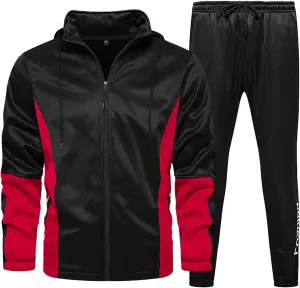 Maryia Men's Athletic Tracksuits Two Piece Workout Running Sports Joggers Suit Set Winter Warm Full Zip Training Wear