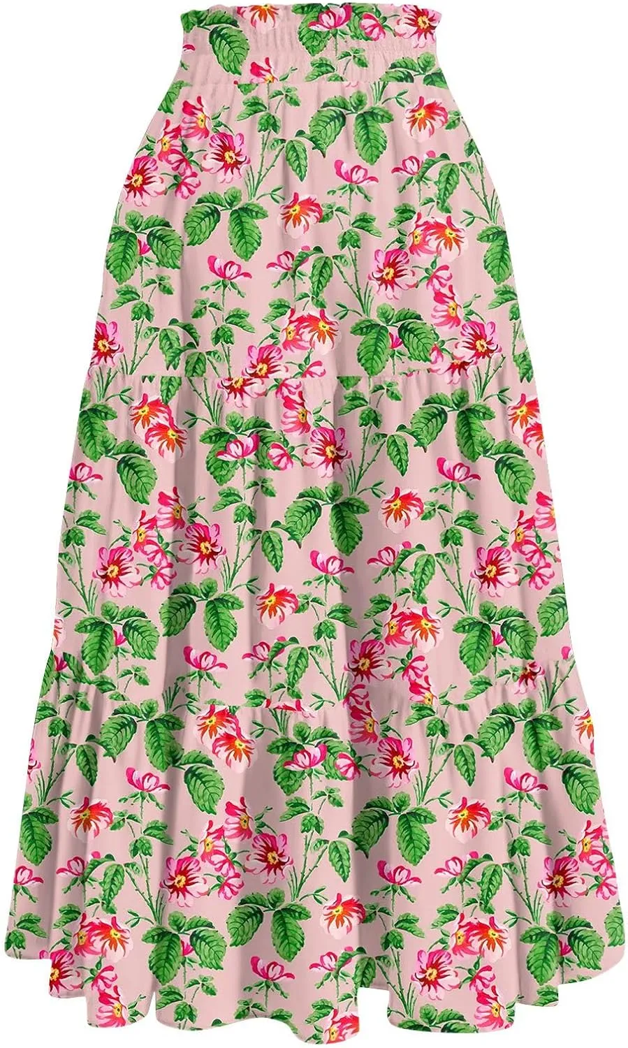 Maxi Skirts for Women 2025 Spring Summer Trendy Elastic Waist Floral Flowy Long Skirt Beach Vacation Clothes