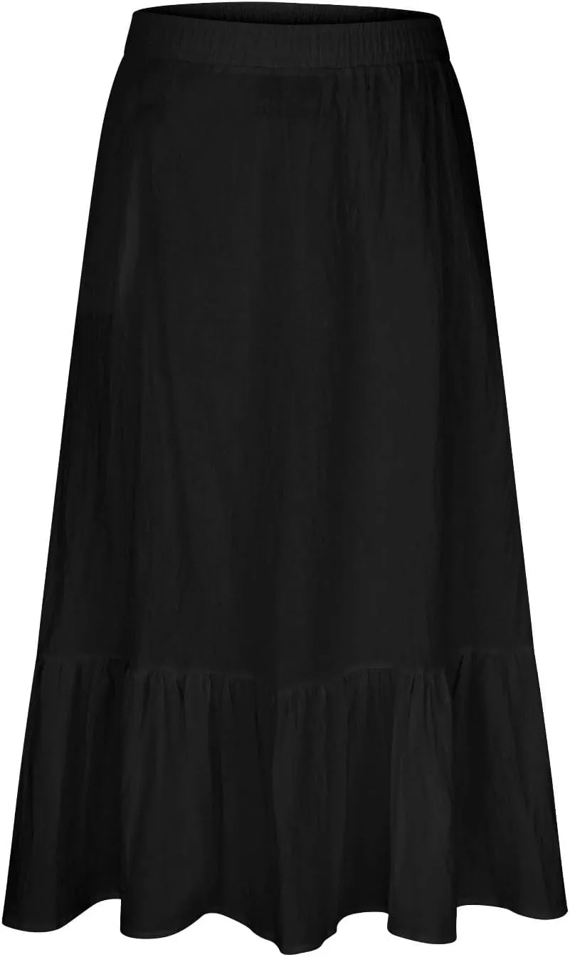 Maxi Skirts for Women Summer Tierd Flowy Long Skirts Elastic Waist Lightweight Solid Basic Boho Skirts with Pockets