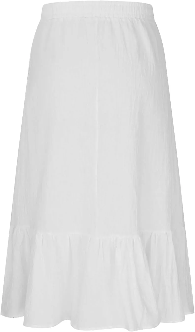 Maxi Skirts for Women Summer Tierd Flowy Long Skirts Elastic Waist Lightweight Solid Basic Boho Skirts with Pockets