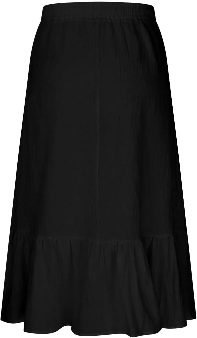 Maxi Skirts for Women Summer Tierd Flowy Long Skirts Elastic Waist Lightweight Solid Basic Boho Skirts with Pockets