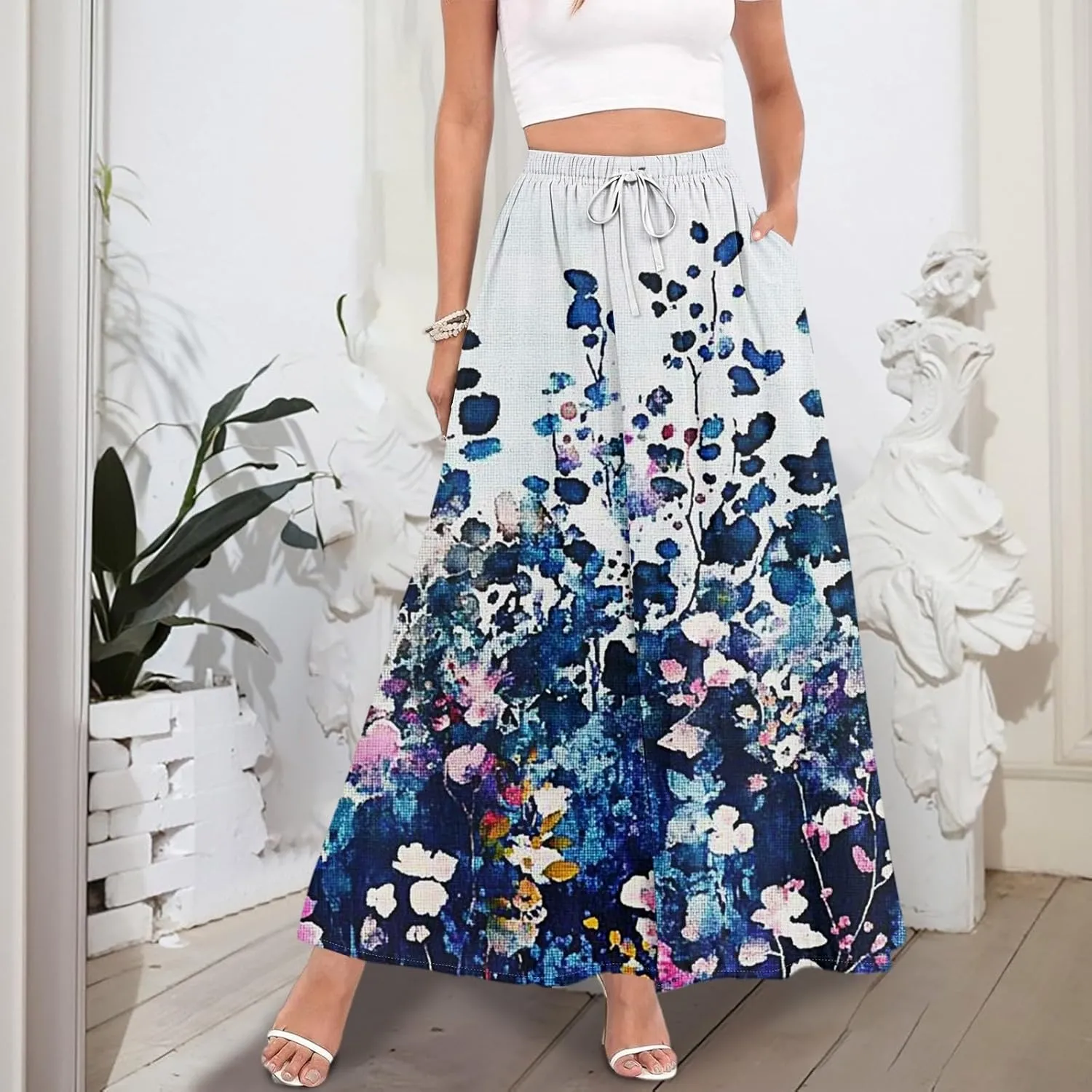Maxi Women's Skirts, Summer Casual Elegantes Beach Vacation Womens Skirts