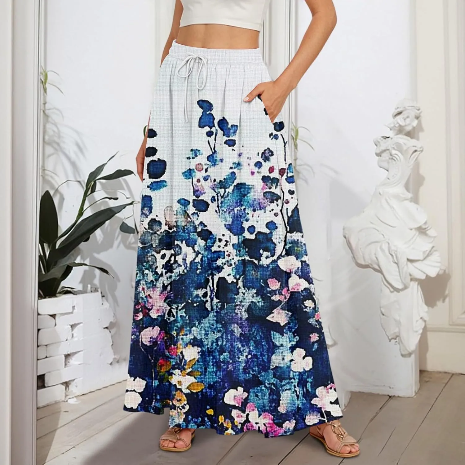 Maxi Women's Skirts, Summer Casual Elegantes Beach Vacation Womens Skirts