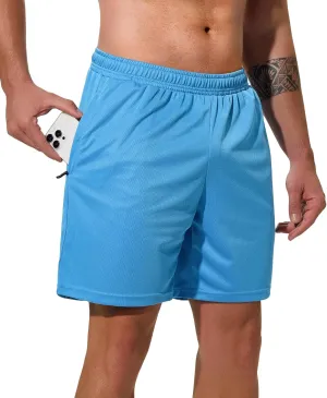 Men Drawstring Athletic Shorts Elastic Waistband Running Shorts Quick Dry Activewear Gym Workout Shorts