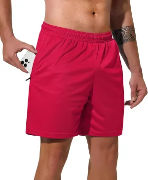 Men Drawstring Athletic Shorts Elastic Waistband Running Shorts Quick Dry Activewear Gym Workout Shorts