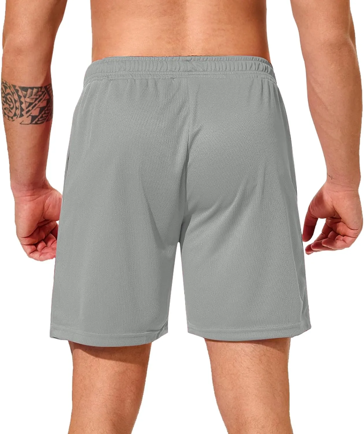 Men Drawstring Athletic Shorts Elastic Waistband Running Shorts Quick Dry Activewear Gym Workout Shorts
