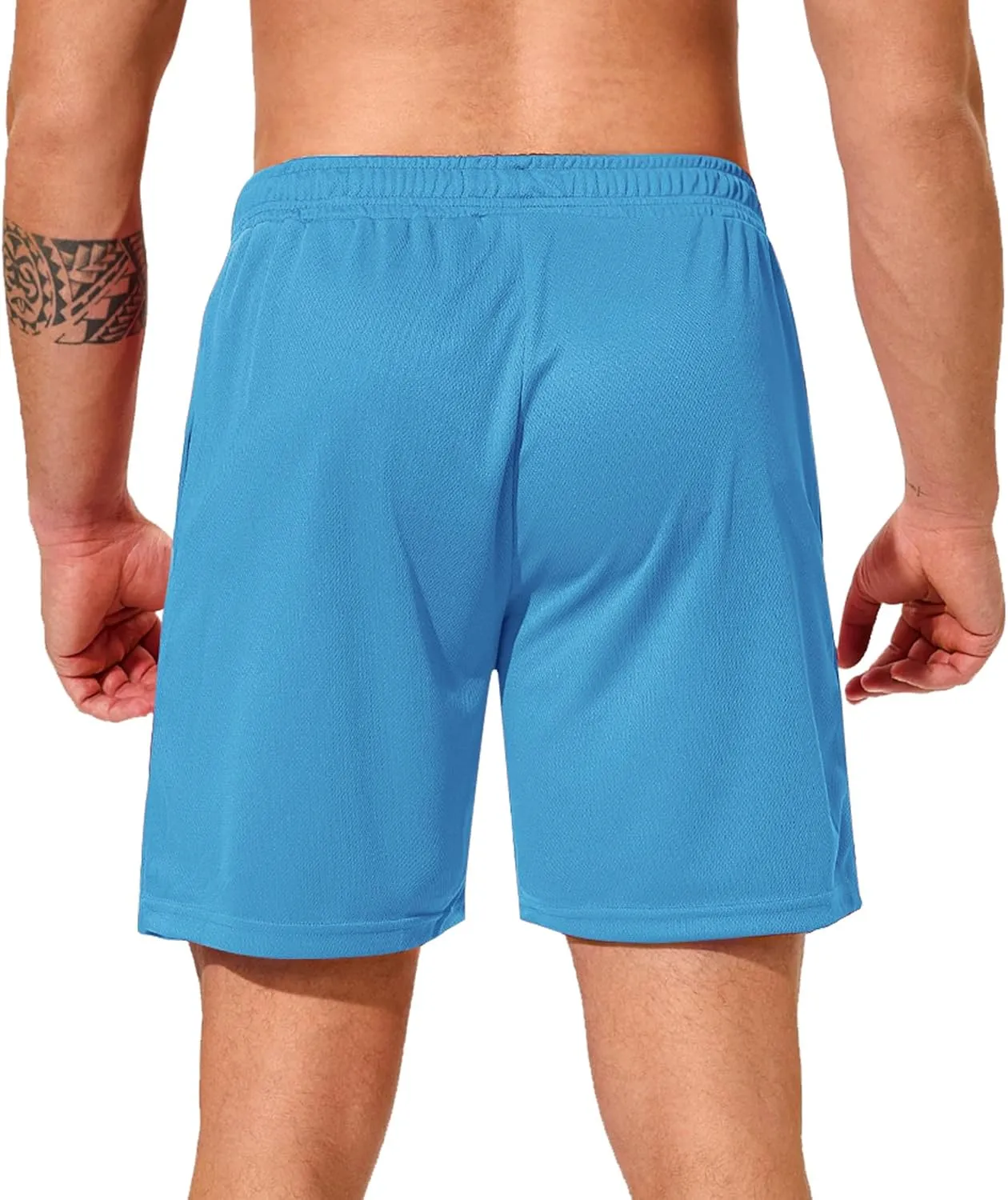 Men Drawstring Athletic Shorts Elastic Waistband Running Shorts Quick Dry Activewear Gym Workout Shorts