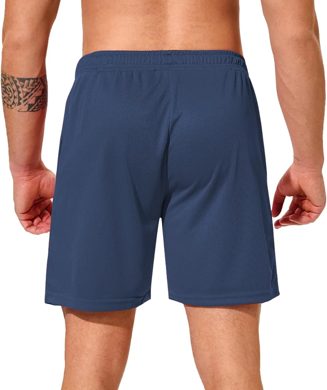 Men Drawstring Athletic Shorts Elastic Waistband Running Shorts Quick Dry Activewear Gym Workout Shorts