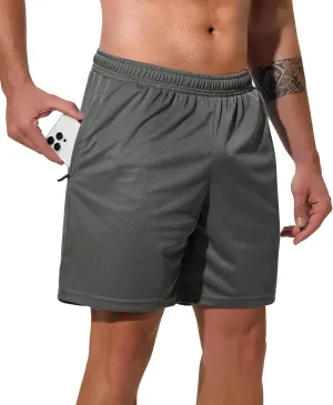 Men Drawstring Athletic Shorts Elastic Waistband Running Shorts Quick Dry Activewear Gym Workout Shorts