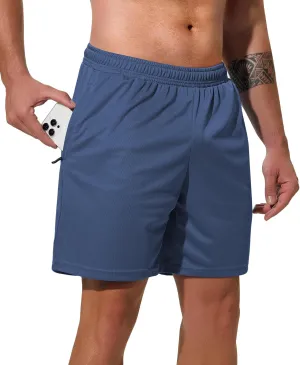 Men Drawstring Athletic Shorts Elastic Waistband Running Shorts Quick Dry Activewear Gym Workout Shorts