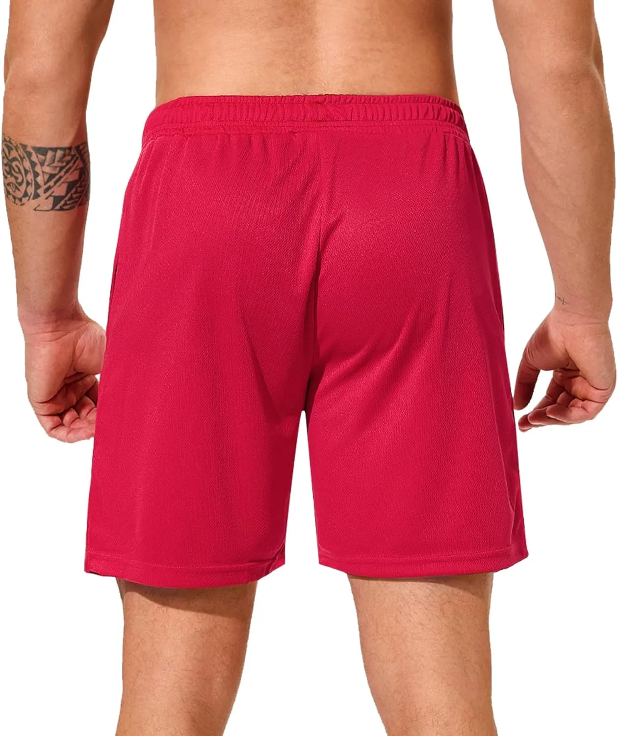 Men Drawstring Athletic Shorts Elastic Waistband Running Shorts Quick Dry Activewear Gym Workout Shorts