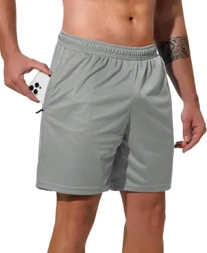 Men Drawstring Athletic Shorts Elastic Waistband Running Shorts Quick Dry Activewear Gym Workout Shorts