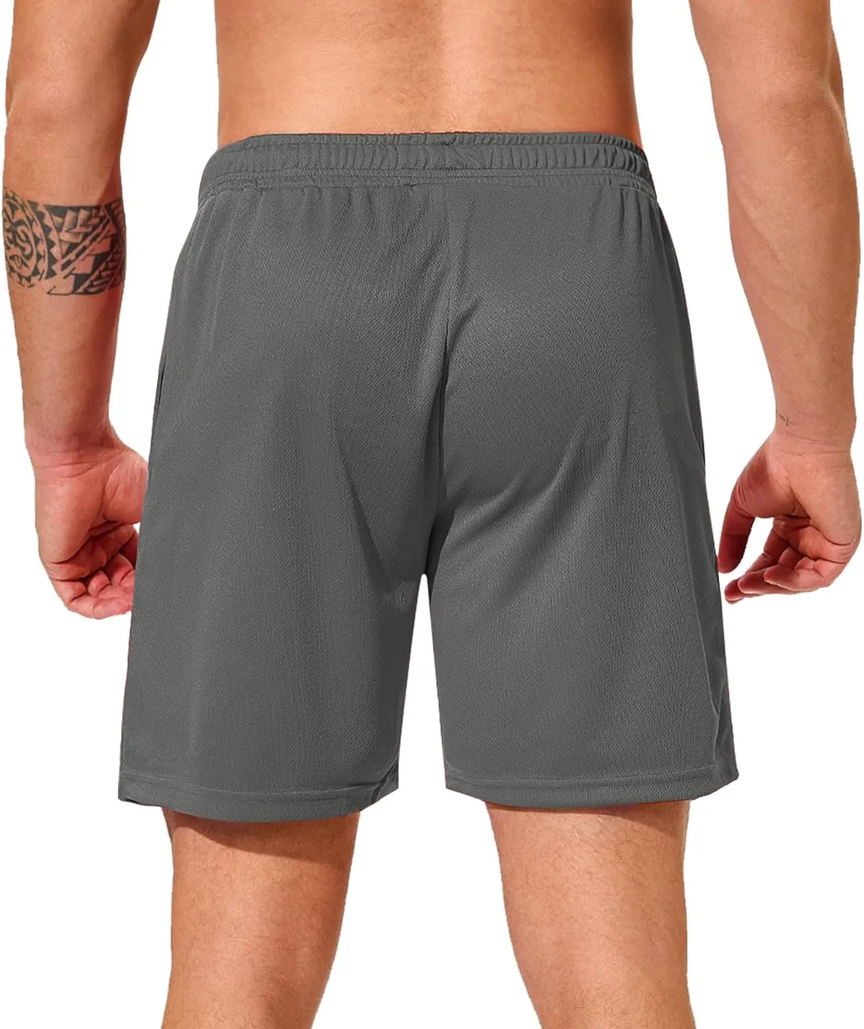 Men Drawstring Athletic Shorts Elastic Waistband Running Shorts Quick Dry Activewear Gym Workout Shorts