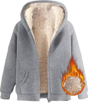 Men Fleece Lined Zipper Jackets Casual Winter Thermal Sherpa Outwear Coat Fashion Plain Thick Warm Hoodie Sweatshirt