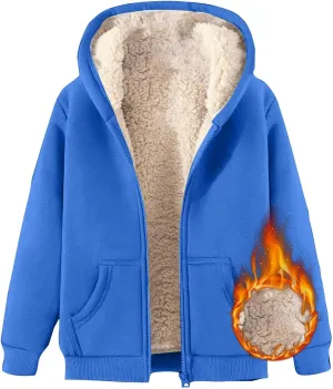 Men Fleece Lined Zipper Jackets Casual Winter Thermal Sherpa Outwear Coat Fashion Plain Thick Warm Hoodie Sweatshirt