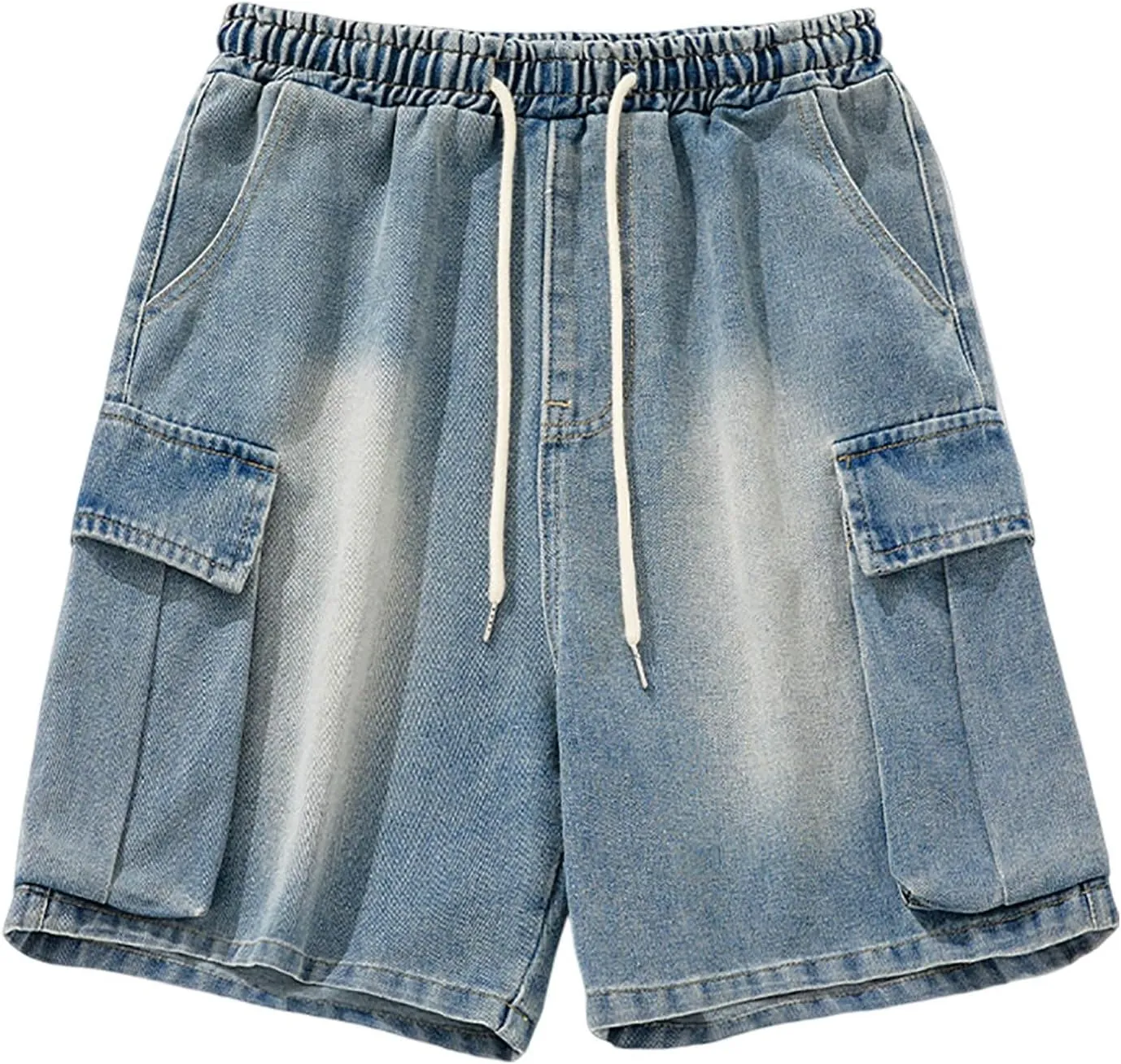 Men Y2K Vintage Baggy Jean Shorts Summer Casual Hip Hop Mid Loose Denim Shorts Trendy Outfits