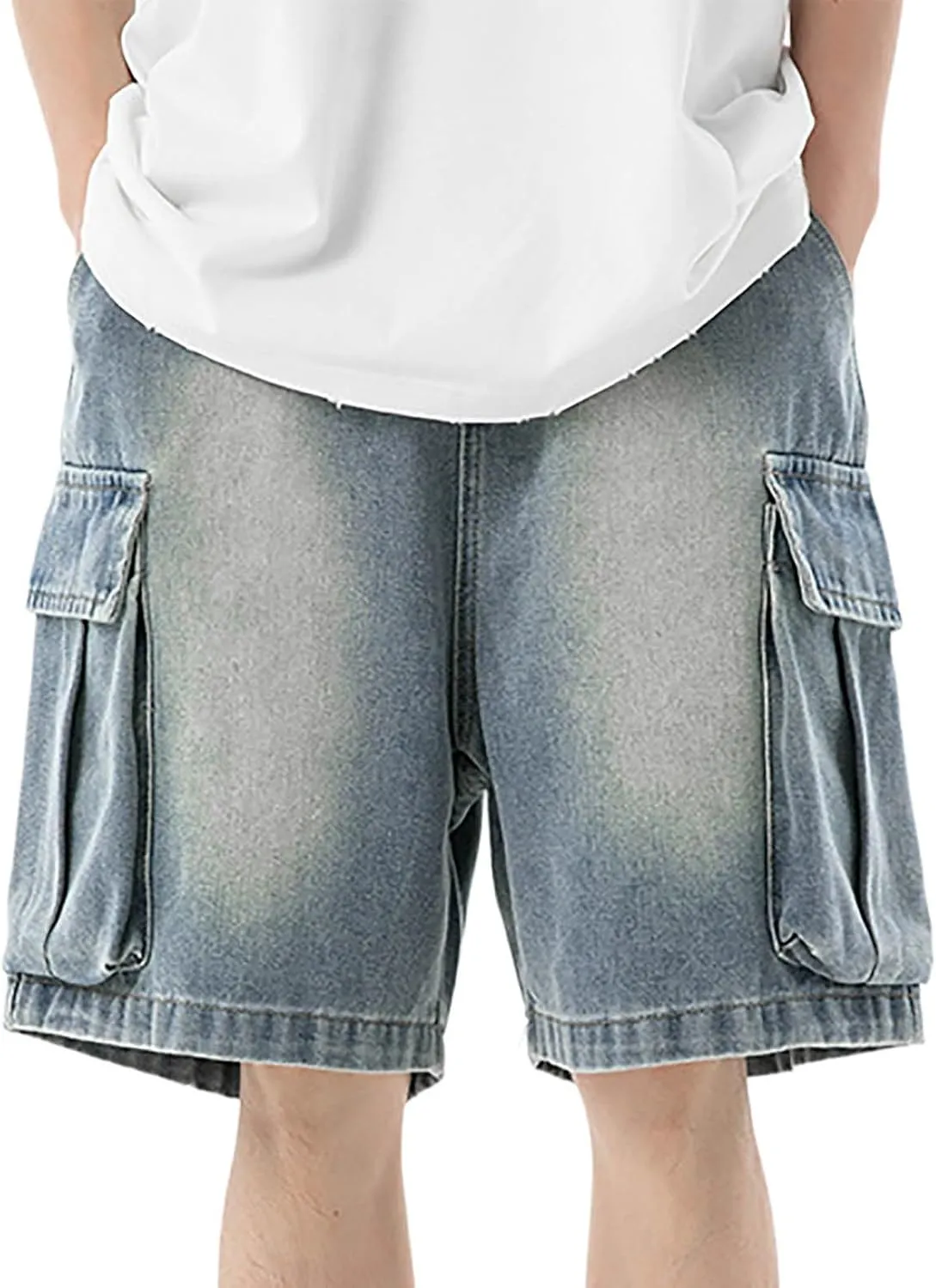 Men Y2K Vintage Baggy Jean Shorts Summer Casual Hip Hop Mid Loose Denim Shorts Trendy Outfits