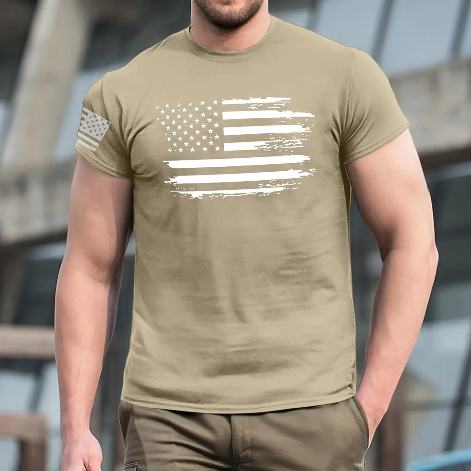 Men's American Flag Shirt Sleeve 1776 USA Graphic Dry Fit Cotton Comfortable T-Shirts Patriotic T Shirts