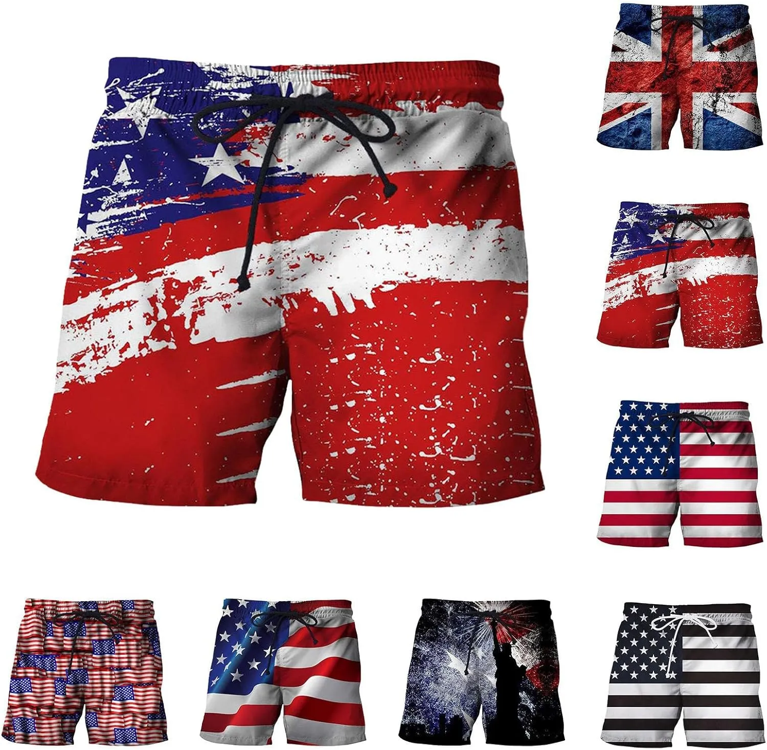 Men's Athletic Shorts Activewear Loose-Fit Breathable Running Workout Gym Shorts with Pockets 4th of July Beer Pants