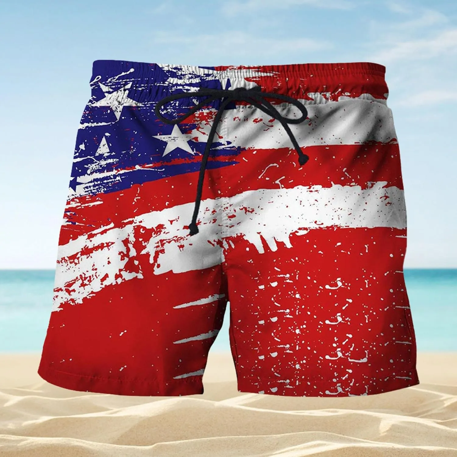 Men's Athletic Shorts Activewear Loose-Fit Breathable Running Workout Gym Shorts with Pockets 4th of July Beer Pants