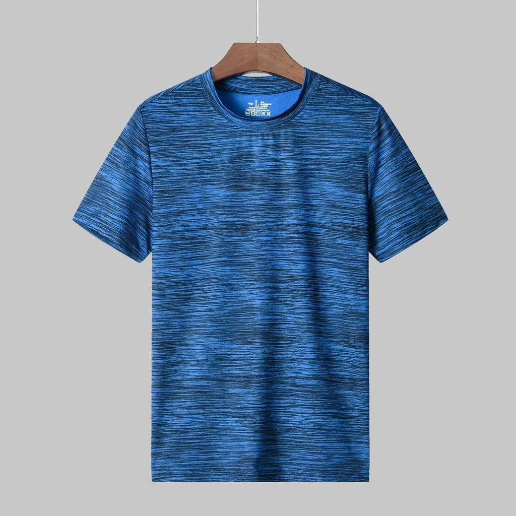 Men's Casual Crew Neck Sweatshirt Breathable Short Sleeve T Shirt Quick Dry Plain Performance Tee Workout Gym Activewear