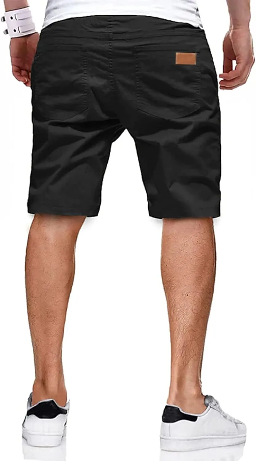 Mens Casual Flat Front Shorts Running Shorts for Men with Multi Pocket Athletic Shorts for Summer