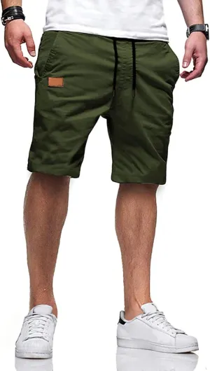 Mens Casual Flat Front Shorts Running Shorts for Men with Multi Pocket Athletic Shorts for Summer