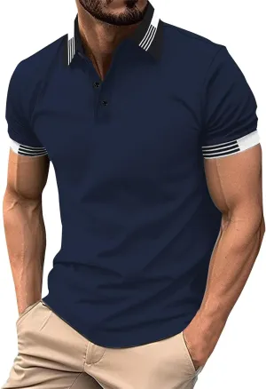 Men's Casual Polo Shirts Quick Dry Short Sleeve 2025 Fashion Golf Shirt Classic Striped Slim Fit T-Shirts