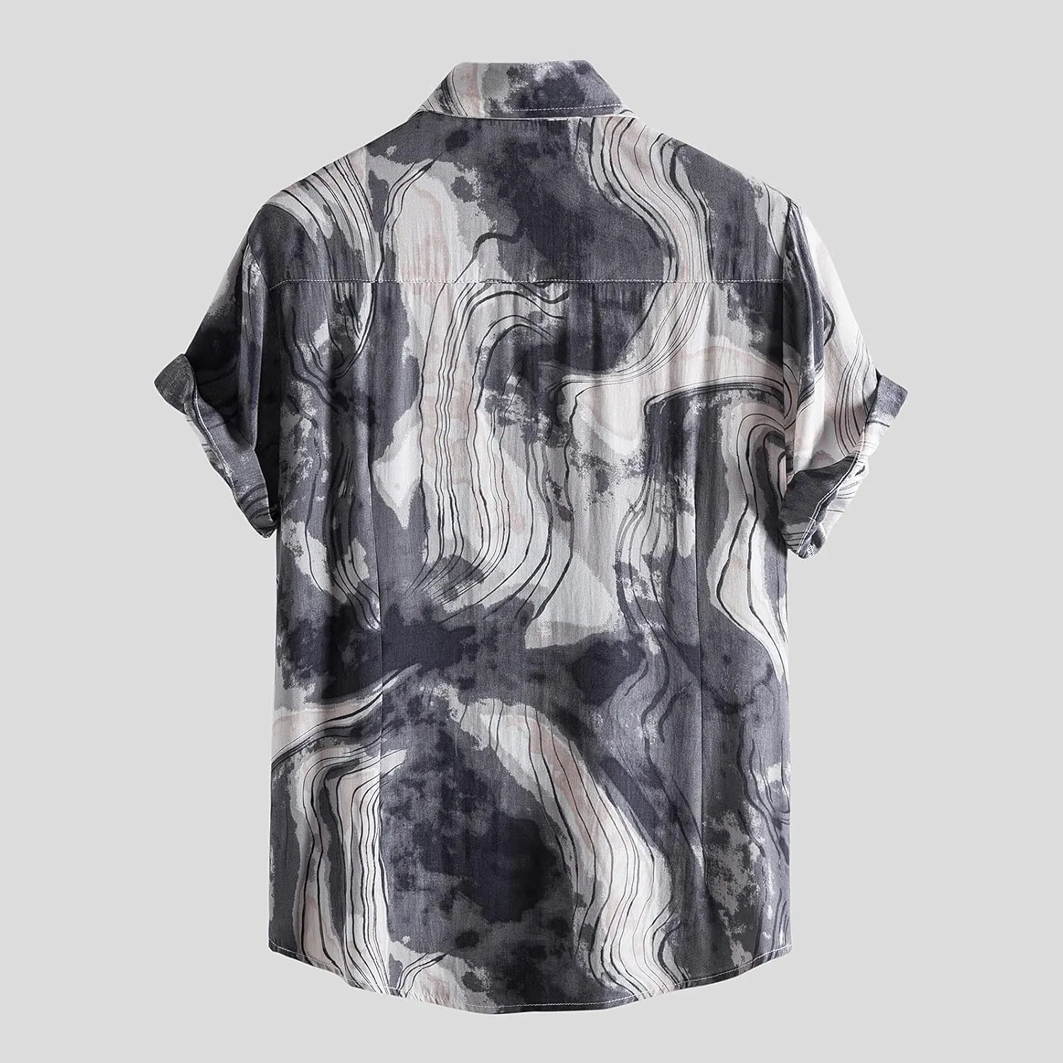 Men's Classic Short Sleeve Polo Shirt Button Down Lapel Collar Casual Summer Slim Fit T-Shirts Polka Dots Tops Beach Tees
