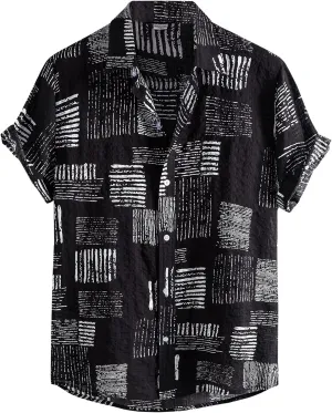 Men's Classic Short Sleeve Polo Shirt Button Down Lapel Collar Casual Summer Slim Fit T-Shirts Polka Dots Tops Beach Tees