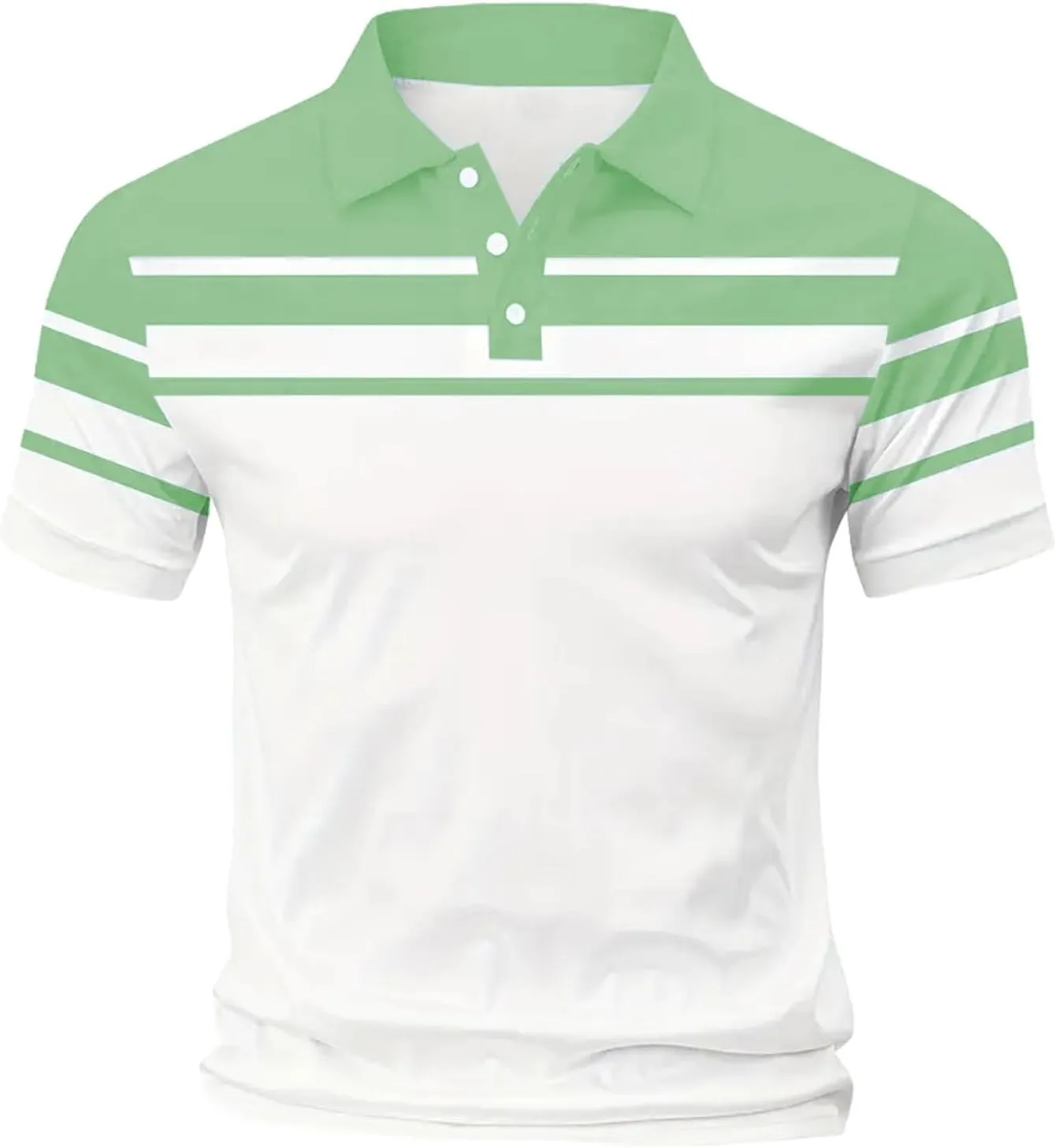 Mens Classic Striped Golf Shirt Moisture Wicking Quick Dry Slim Fit T-Shirts Performance Sport Short Sleeve Collared