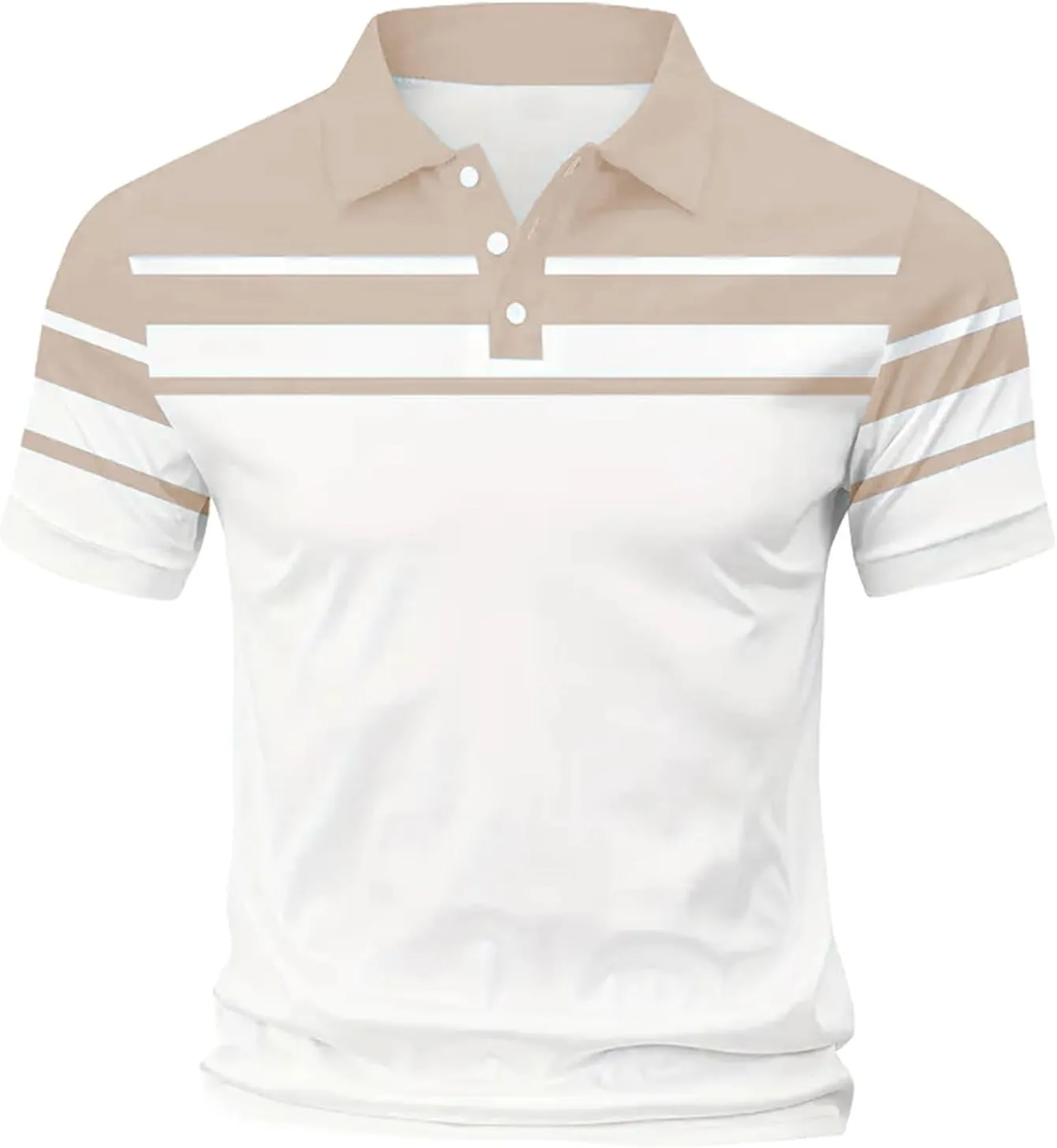 Mens Classic Striped Golf Shirt Moisture Wicking Quick Dry Slim Fit T-Shirts Performance Sport Short Sleeve Collared