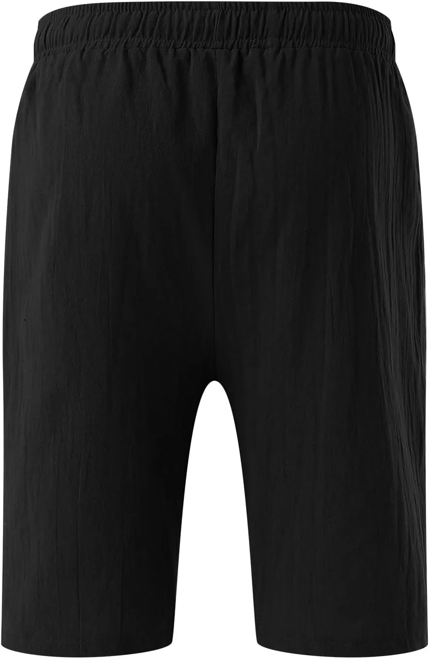 Men's Cotton and Linen Casual Shorts Quick Dry Spring and Summer Cotton Linen Loose Plus Size Summer Beach Shorts