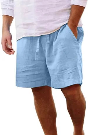 Men's Cotton and Linen Casual Shorts Quick Dry Spring and Summer Cotton Linen Loose Plus Size Summer Beach Shorts
