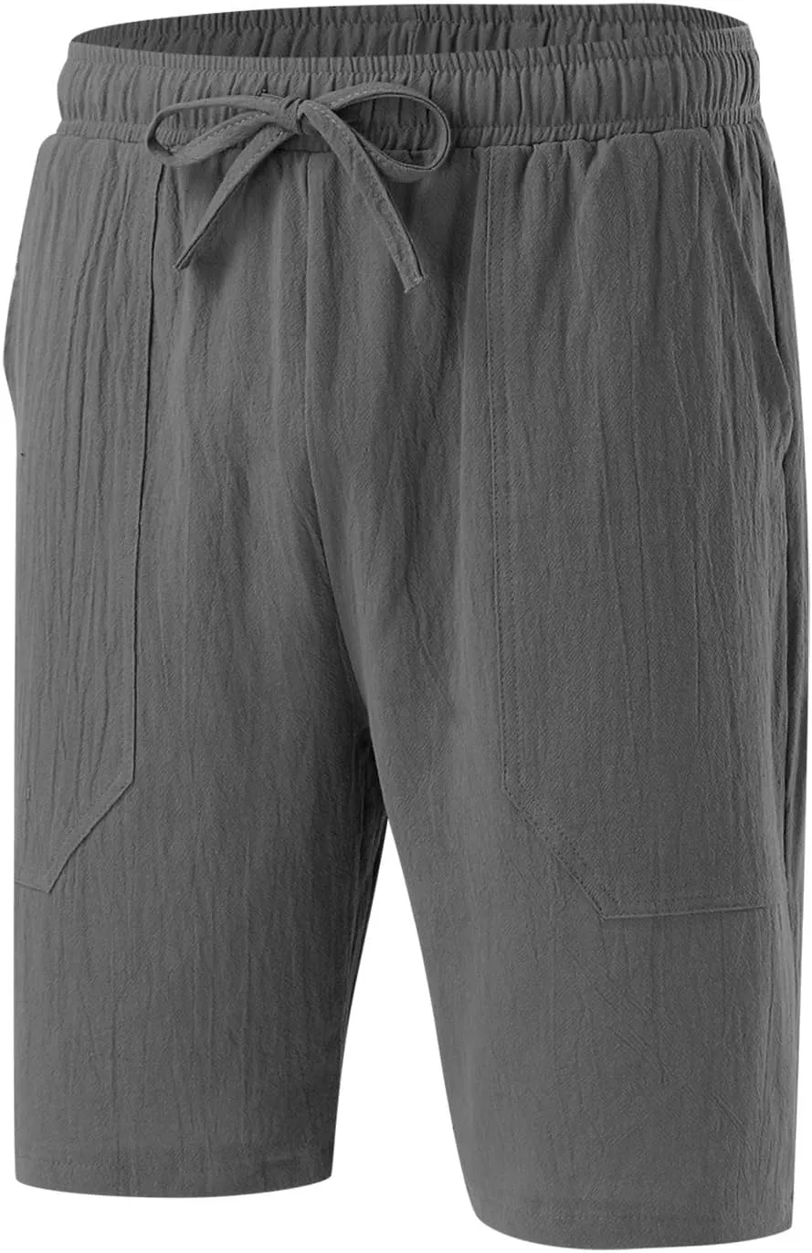 Men's Cotton and Linen Casual Shorts Quick Dry Spring and Summer Cotton Linen Loose Plus Size Summer Beach Shorts